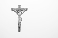 Jesus Christ On Cross Against White Background