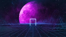 Neon Fly To The Moon.Background Loop Animation.