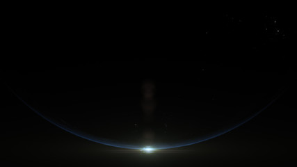 Fototapete - A cinematic rendering of planet Earth rise rotation moving from night side to the illuminated daylight side with the sun rising on the planet's horizon