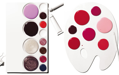 Wall Mural - Colorful Nail Polish on painting plate