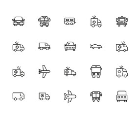 Poster - Big set of vehicles line icons.