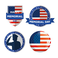 Wall Mural - set icons of happy memorial day vector illustration design