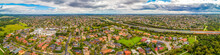 Wide Aerial Panorama Of Mulgrave Suburb And Eastlink Highway On Overcast Day In Melbourne, Australia