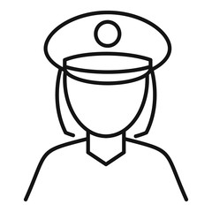 Sticker - Police woman icon. Outline police woman vector icon for web design isolated on white background