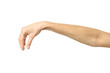© Iurii - Hand picking, holding, grabbing or reaching. Woman hand gesturing isolated on white