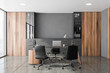 © ImageFlow - Gray and wooden CEO office interior