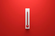 Blank template of Celsius and Fahrenheit thermometer on red background with high temperature or summer concept. 3D rendering.