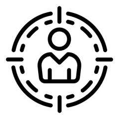 Targeted client icon. Outline targeted client vector icon for web design isolated on white background