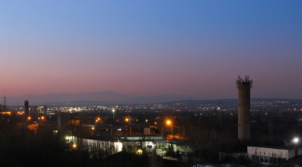 Blue hour over city - City of Ploiesti , Romania in the dusk