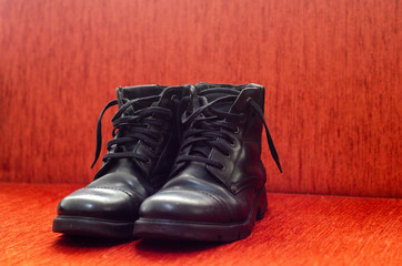 Old Black Leather Boots, Vintage