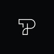 Minimal elegant monogram art logo. Outstanding professional trendy awesome artistic TP PT initial based Alphabet icon logo. Premium Business logo White color on black background