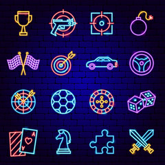 Wall Mural - Cyber Sport Neon Icons