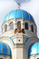 Orthodox Church of the Holy Trinity at the Borisovo Ponds (Orekhovo-Borisovo district), Moscow city, Russia. Religious architecture. Christian religion. Moscow landmark, architectural monument. View