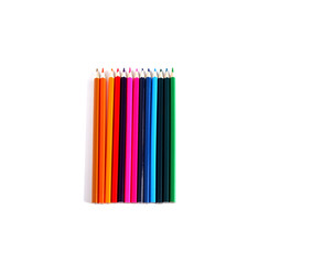 Color pencils on a white background. Suitable for advertising background. Mockup