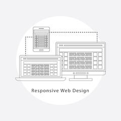 Responsive web design in modern flat vector style concept