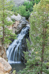 Canvas Print - High Hidden Waterfall in a Western USA National Forest 