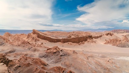 Wall Mural - Time lapse view of the Moon Valley (Spanish: Valle de La Luna ) in the Atacama Desert, northern Chile, South America.