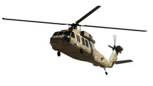 Military Helicopter Isolated On White. Render 3d. Illustration.