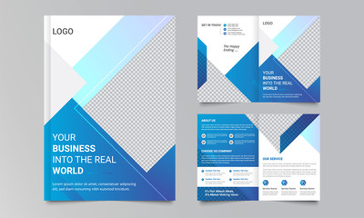 Wall Mural - Business Bi-fold Brochure Design And Cover or Social Media post Template
