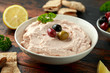 Taramasalata dip with pita bread and olives
