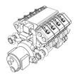 © kurtcan - Vector illustration of a geometric polygonal V8 engine. Linear engine.