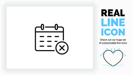 Editable line icon of an agenda with a cross, part of a huge set of editable line icons! 