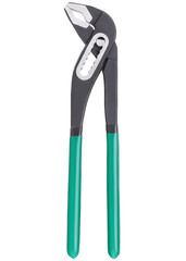 Water pump pliers with green handles isolated on white background. Adjustable Pincers 
