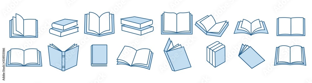 Book icons set in thin line style, isolated on white background, vector ...