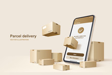 Parcel Delivery. Concept For Fast Delivery Service. Vector Illustration
