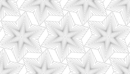 Seamless abstract geometric pattern. Volumetric forms of many lines. Kaleidoscope of 3D images.