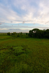 View from the observation deck in Dixon Waterfowl Refuge at sunrise.