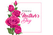 Happy mother's day. Vector banner, card, poster with beautiful pink roses. Lettering Happy mother's day. Greeting for social media with flowers