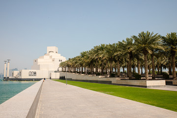 Wall Mural - View on white Museum of Islamic Art in Doha City in Qatar