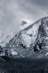 Wall Mural - view of half dome in yosemite valley during winter