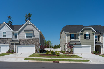 Cary, North Carolina, USA - April 11, 2020: quiet residential neighborhood 