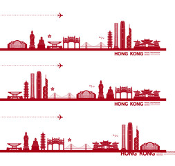 Wall Mural - Hong Kong travel destination grand vector illustration. 