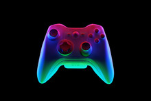 3d Rendering, Pink And Green Game Controller, Colorful Game Controller, Xbox Controller, Black Background
