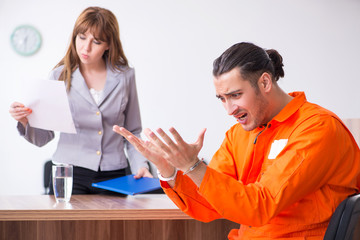 Poster - Young man meeting with advocate in pre-trial detention