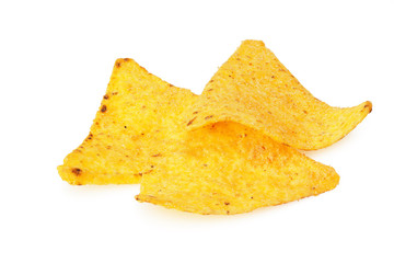 corn chips nachos isolated on white background