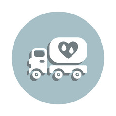 Sticker - Blood delivery, transportation badge icon. Simple glyph, flat vector of blood donation icons for ui and ux, website or mobile application