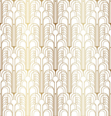 Wall Mural - Gold and white art deco geometric seamless pattern