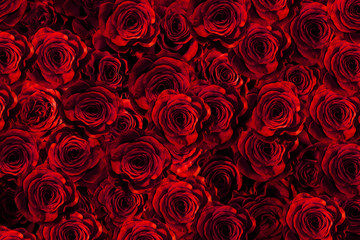 Wall Mural - fresh red roses isolated on a black background. Greeting card with roses