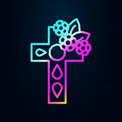 Canvas Print - Cross, flowers, plants nolan icon. Simple thin line, outline vector of dia de muertos icons for ui and ux, website or mobile application