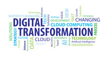 Digital Transformation Word Cloud On A White Background