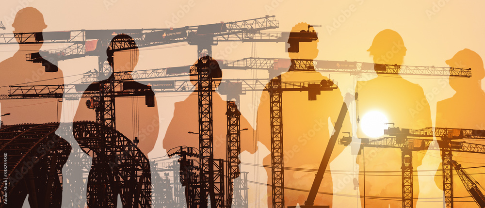 multiexposure construction industrial background of shadow of ...