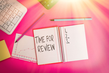 Wall Mural - text sign showing time for review. business photo text review of a system or situation in its formal