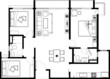 © Aisyaqilumar - 2D CAD layout plan drawing of a house with a three bedroom complete with two bathrooms, kitchen and living room. Drawing produced in black and white.