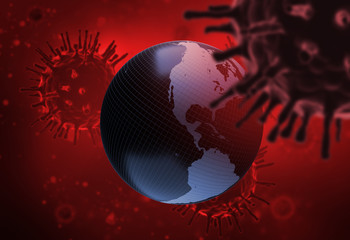 Wall Mural - corona virus silhouette and earth globe,3d illustration