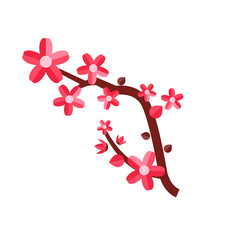 Canvas Print - Image of sakura branch covered by bright pink flowers