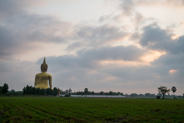 People believe in big Buddha images in Thai temples.